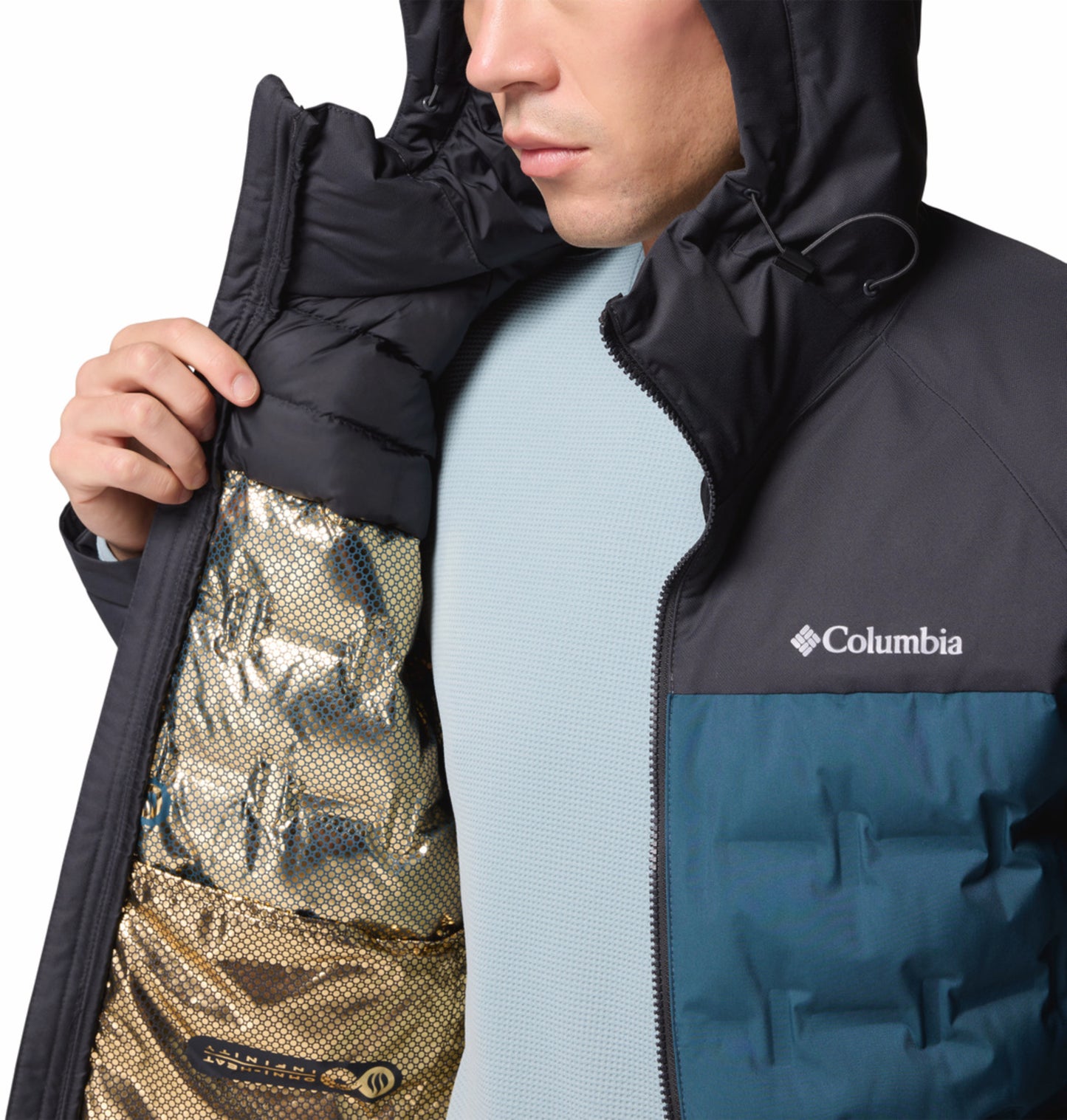 Columbia Men Teal HEAT SEAL Grand Trek III Down Jacket