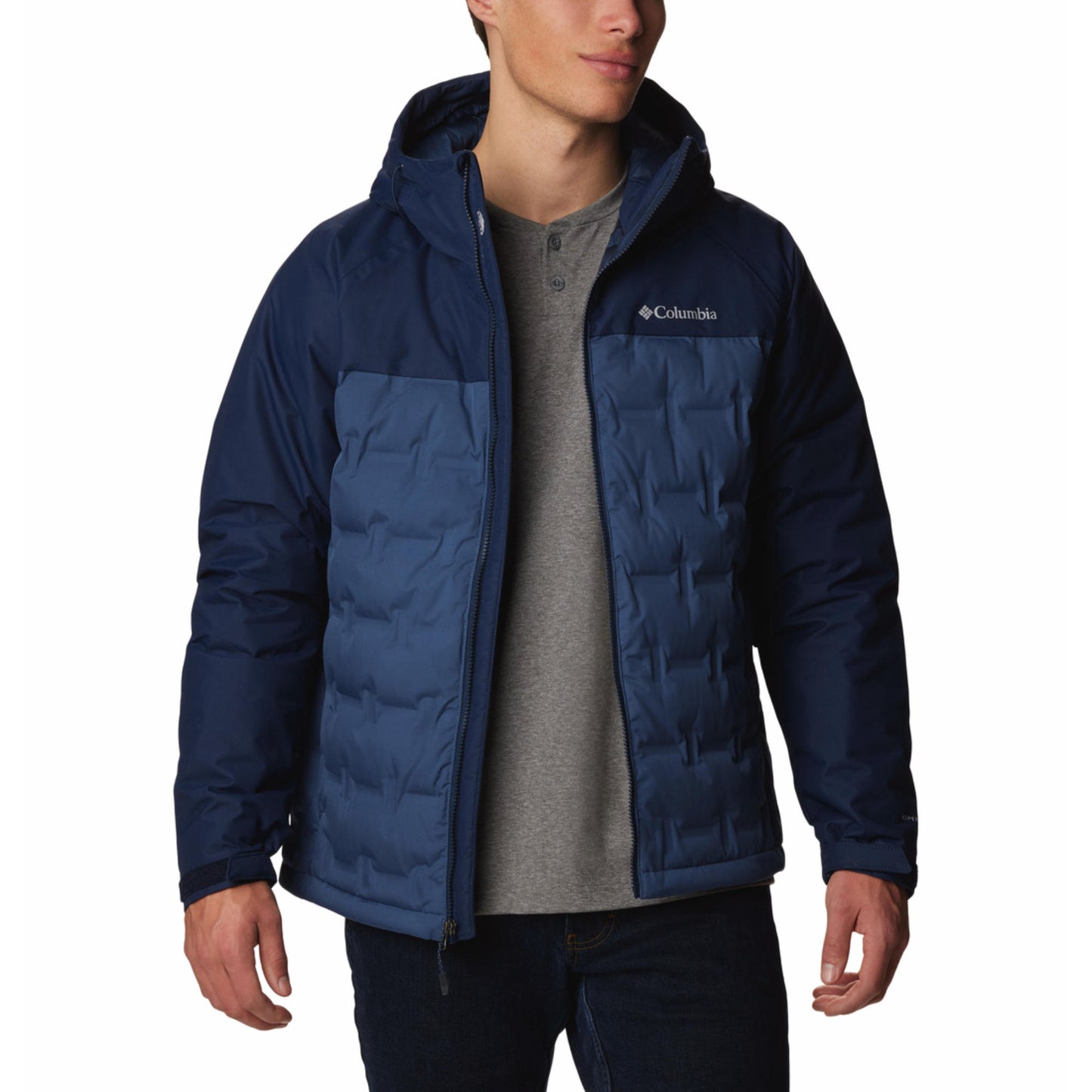 Columbia Men Blue Grand Trek III Down Hooded Jacket