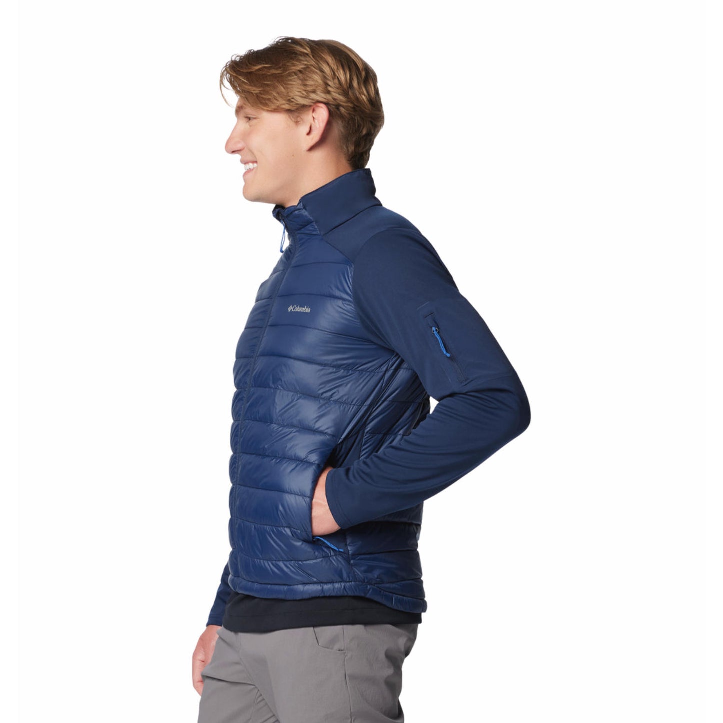 Columbia Mens Blue Columbia Tech Hybrid Softshell