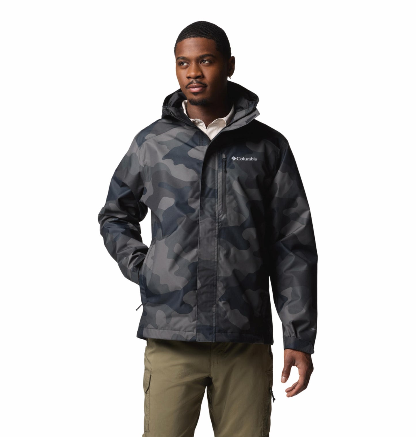 Columbia Mens Black Omni-Tech Hikebound II Printed Rain Jacket