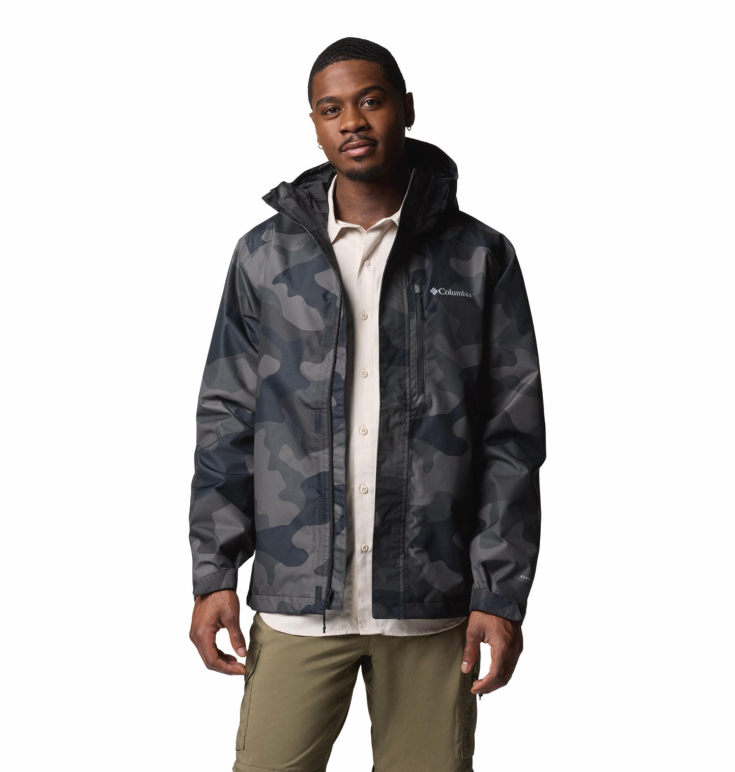 Columbia Mens Black Omni-Tech Hikebound II Printed Rain Jacket