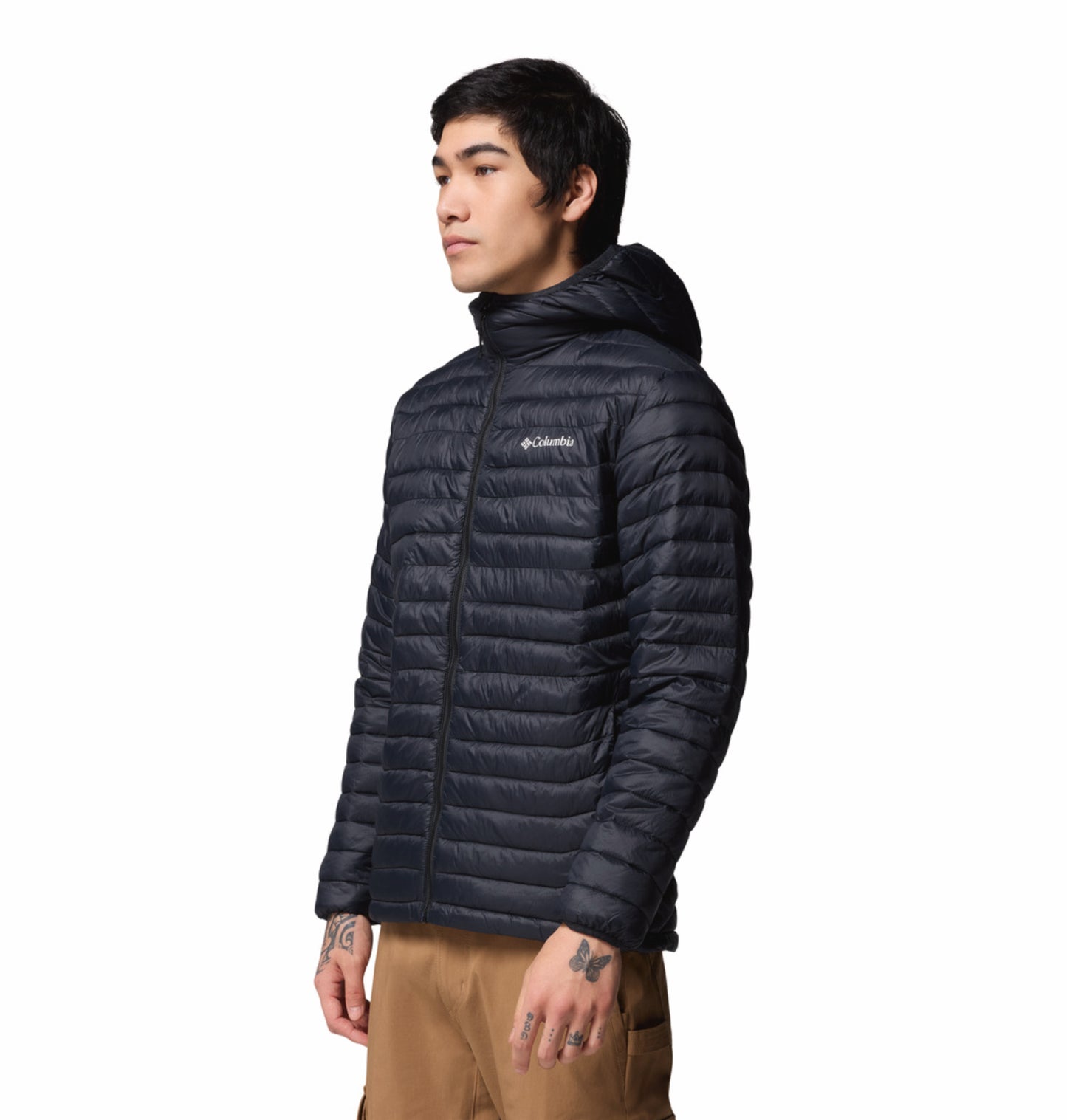 Columbia Men Black Omni-Shield Powder Pass Hooded Down Jacket