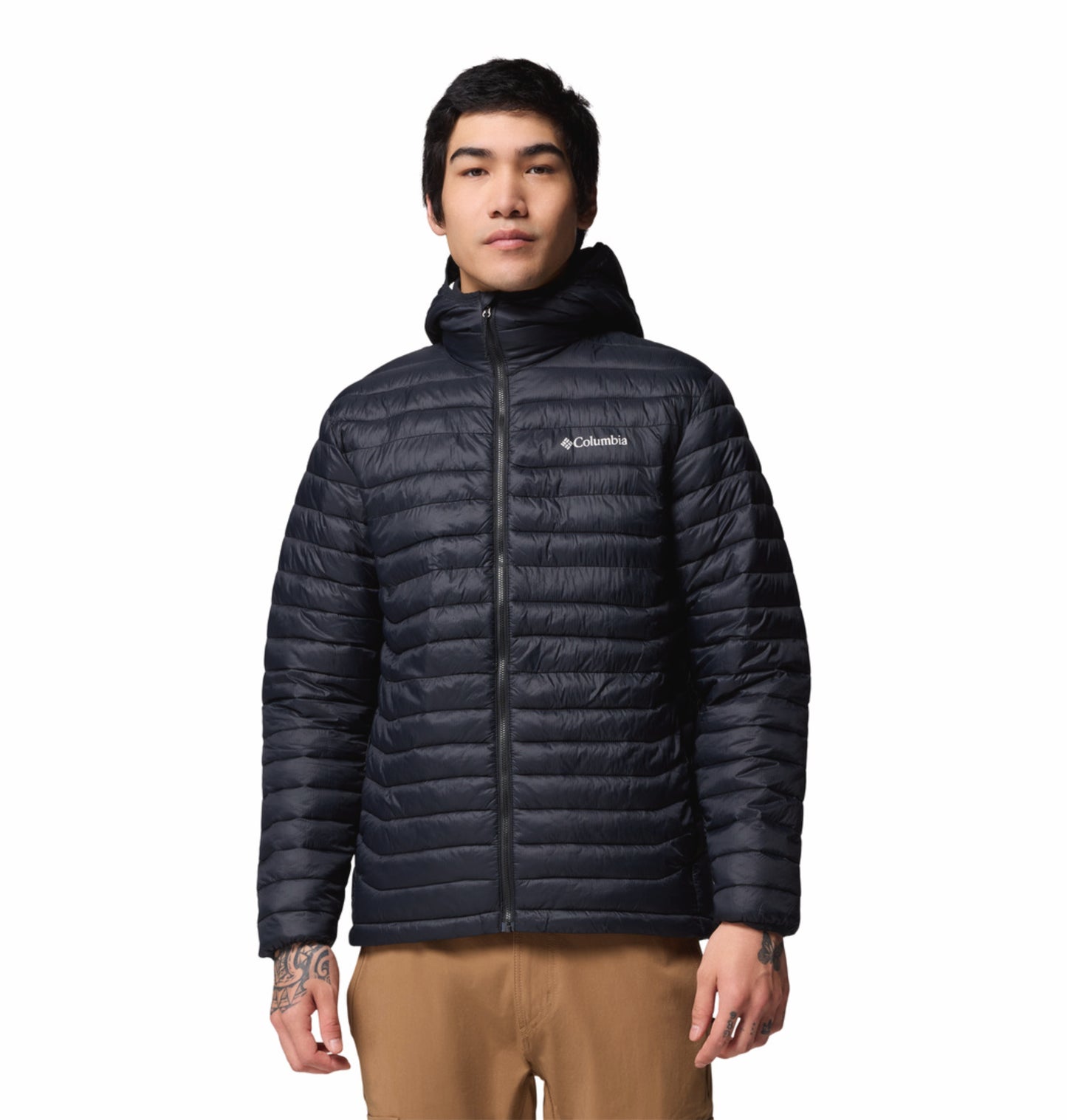 Columbia Men Black Omni-Shield Powder Pass Hooded Down Jacket