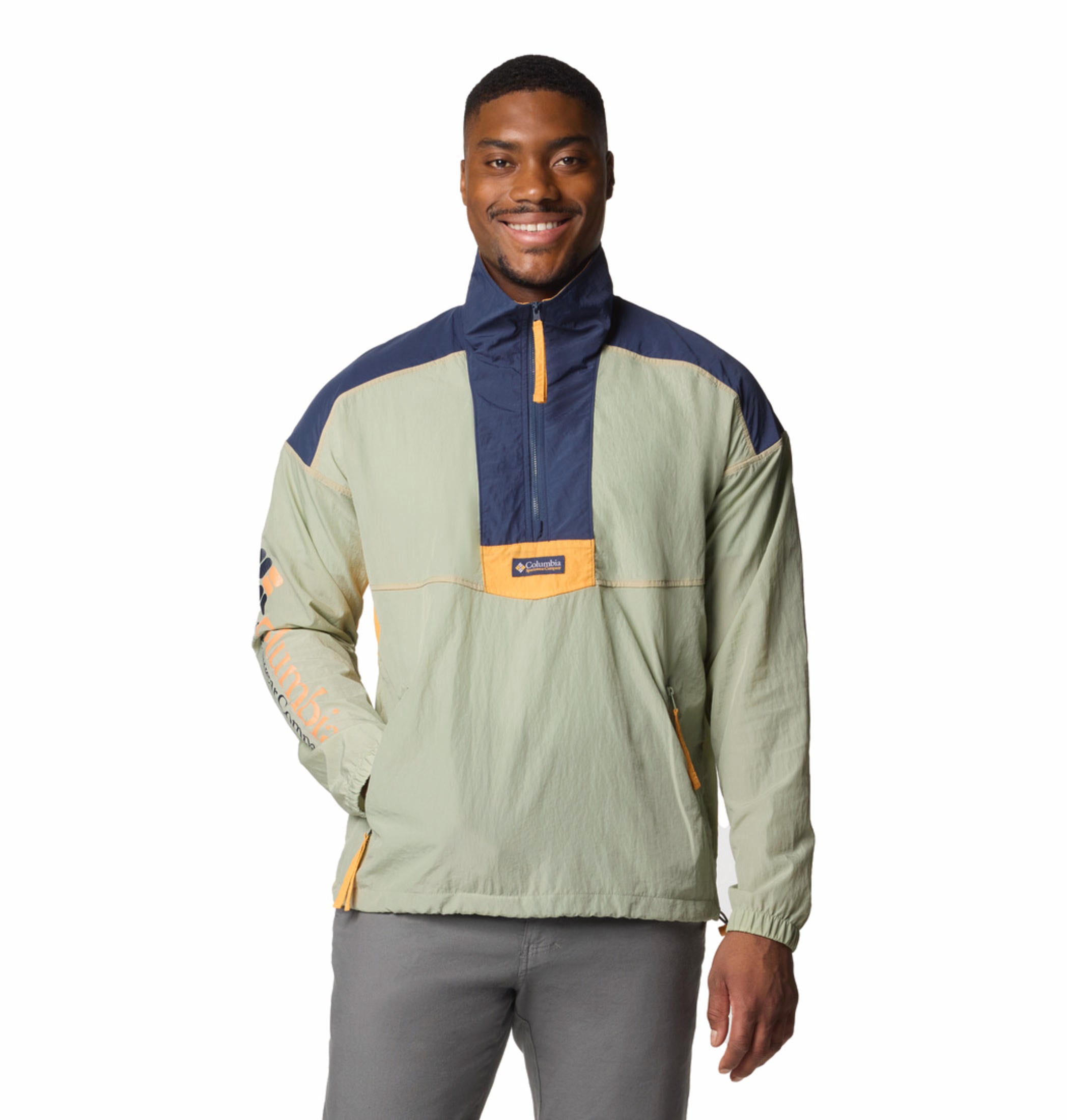 Columbia Men Green Riptide II Retro Windbreaker Anorak