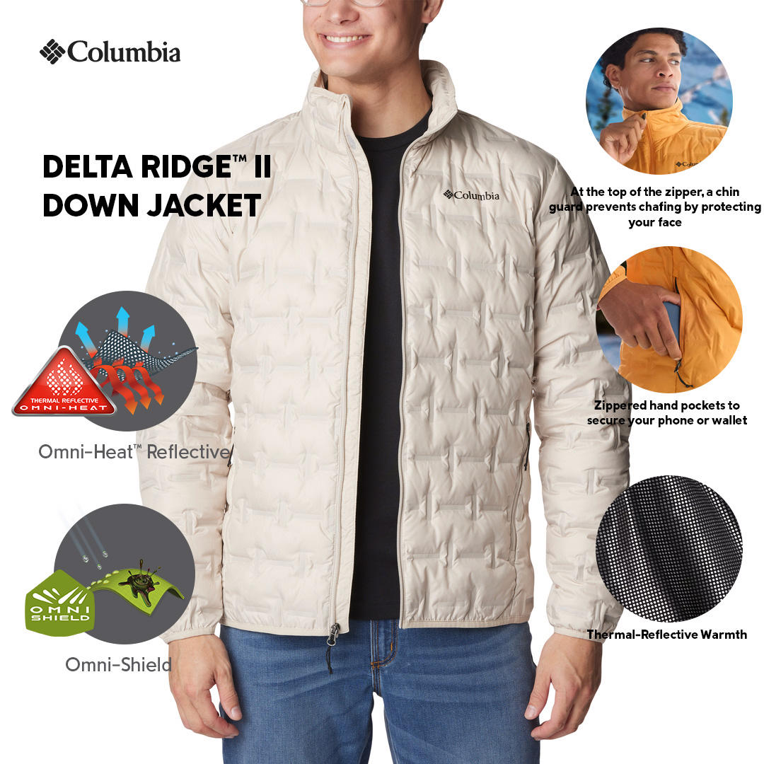 Columbia Men Beige Omni-Heat Reflective Delta Ridge II Down Jacket