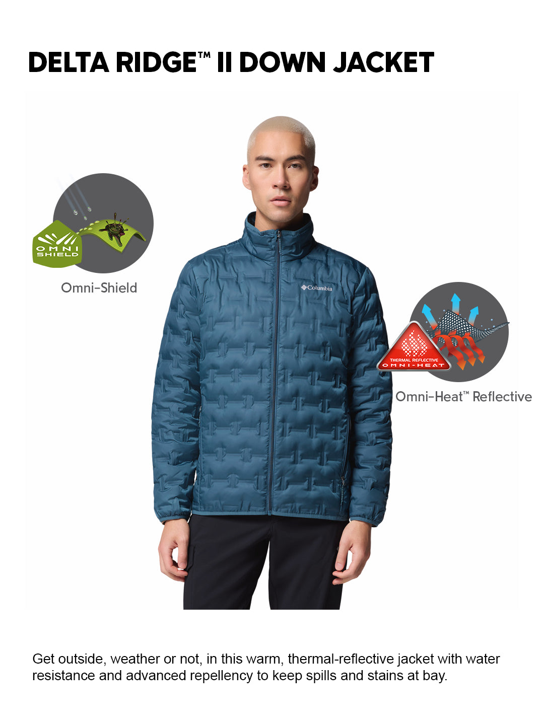 Columbia Men Blue Omni-Heat Reflective Delta Ridge II Down Jacket