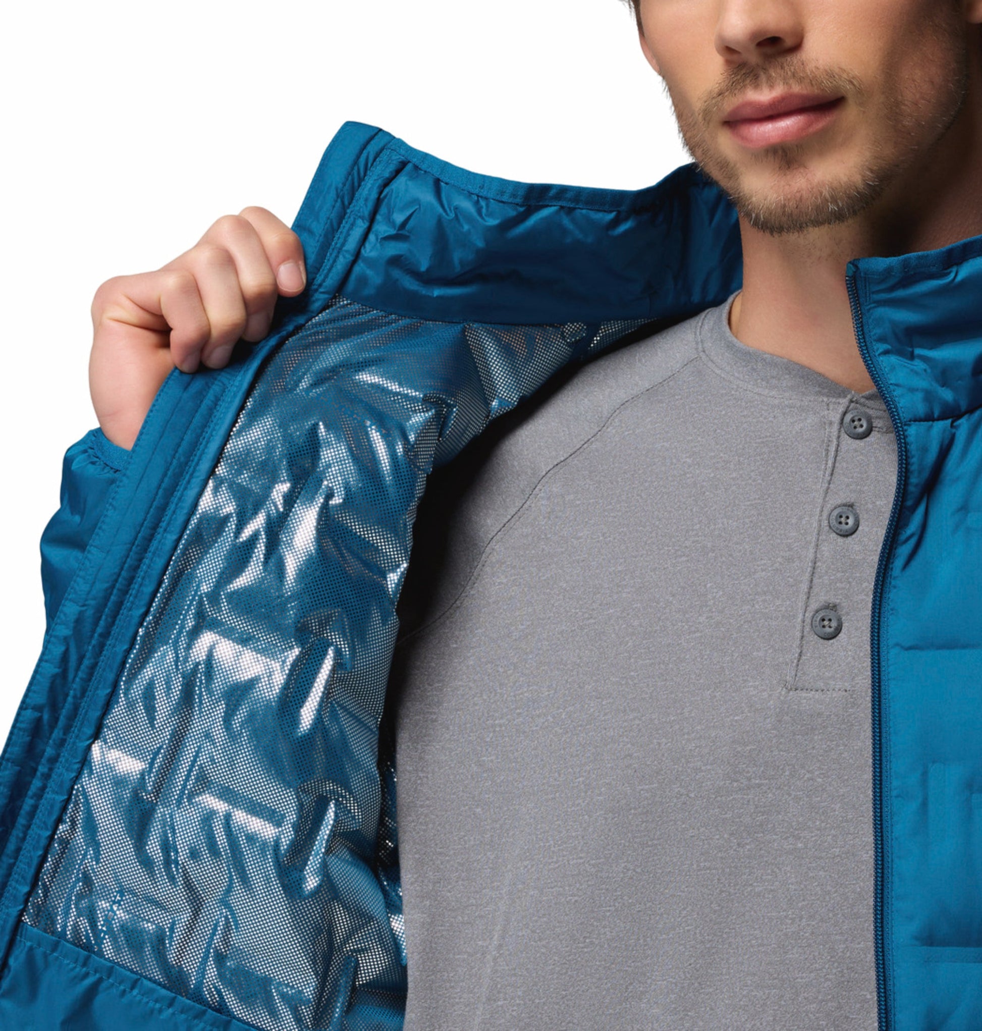 men blue omni heat reflective delta ridge ii down jacket