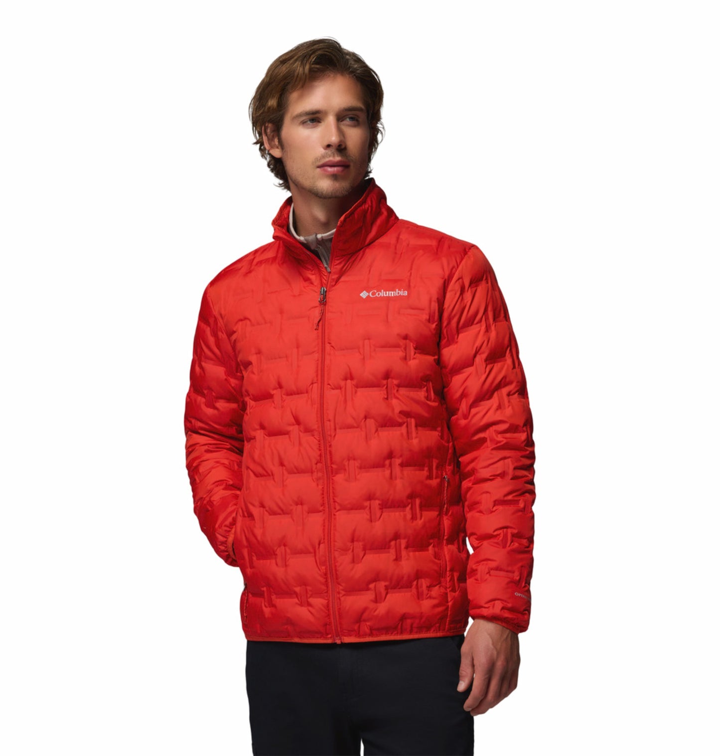 Columbia Men's Orange Heat Seal Delta Ridge II Wind-Resistant Down Jacket
