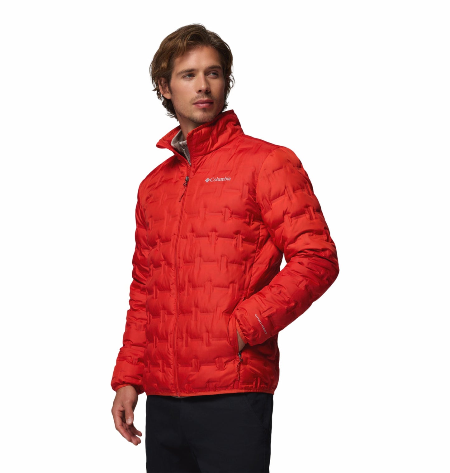 Columbia Men's Orange Heat Seal Delta Ridge II Wind-Resistant Down Jacket