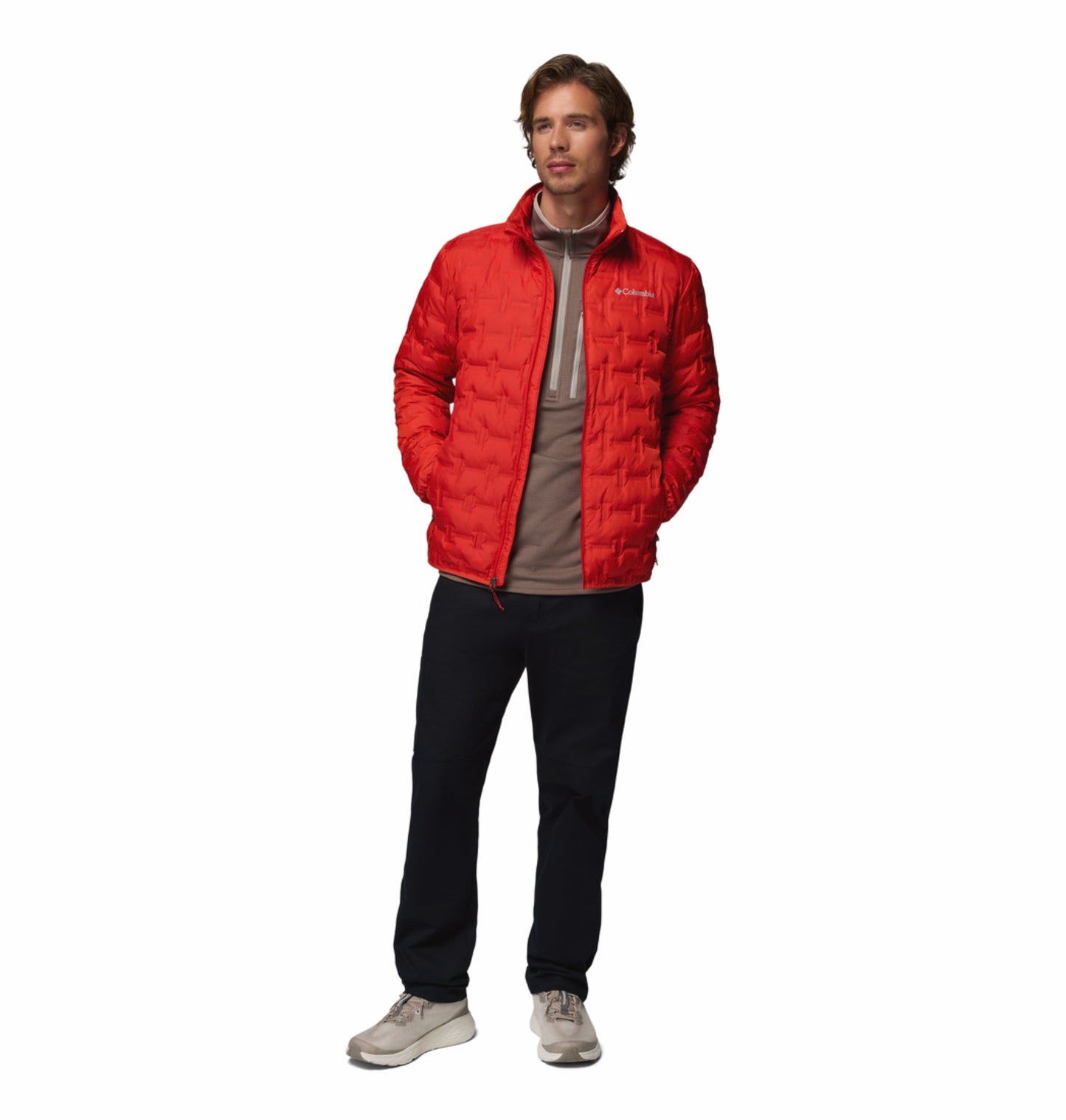 Columbia Men's Orange Heat Seal Delta Ridge II Wind-Resistant Down Jacket