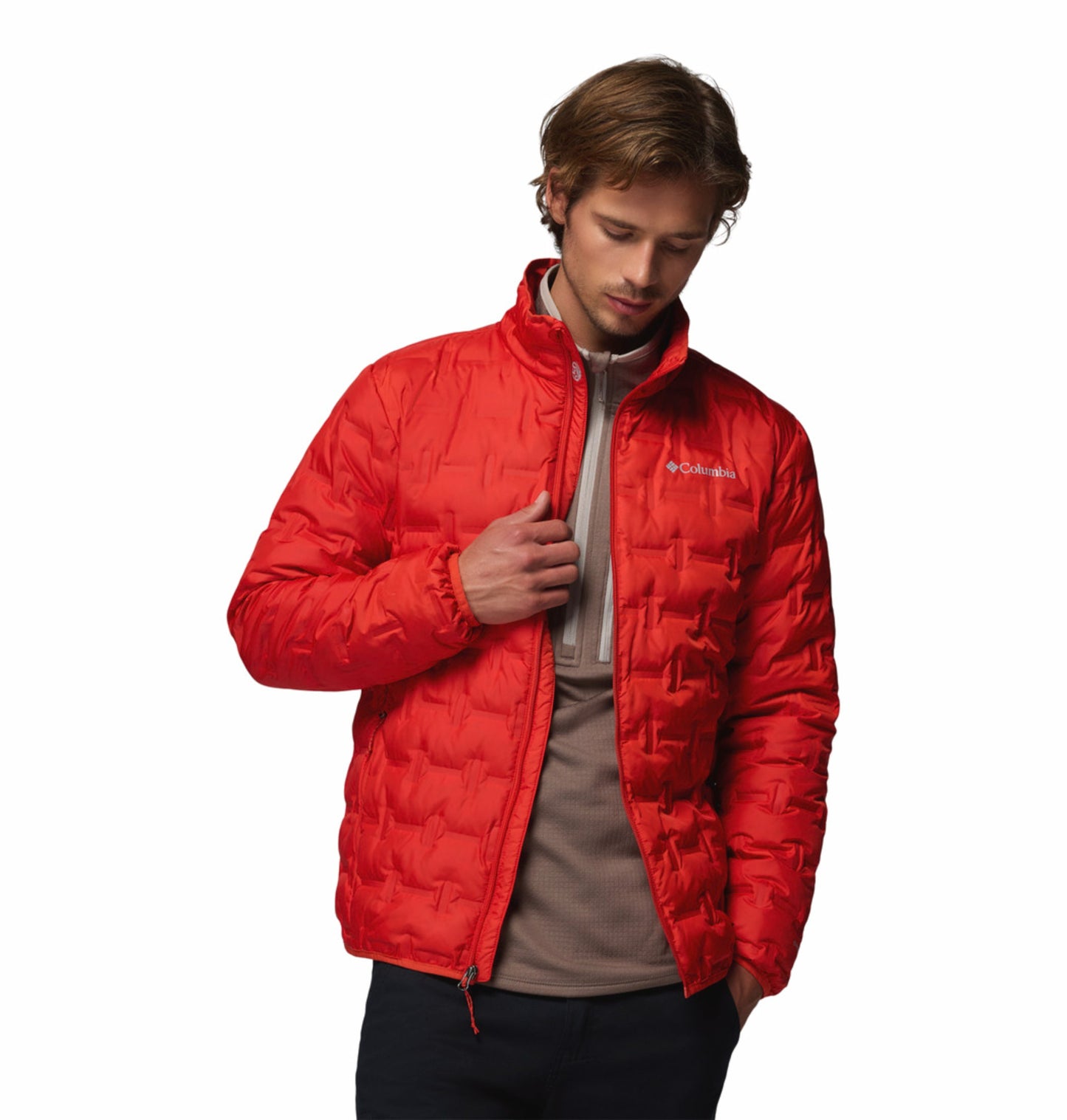 Columbia Men's Orange Heat Seal Delta Ridge II Wind-Resistant Down Jacket