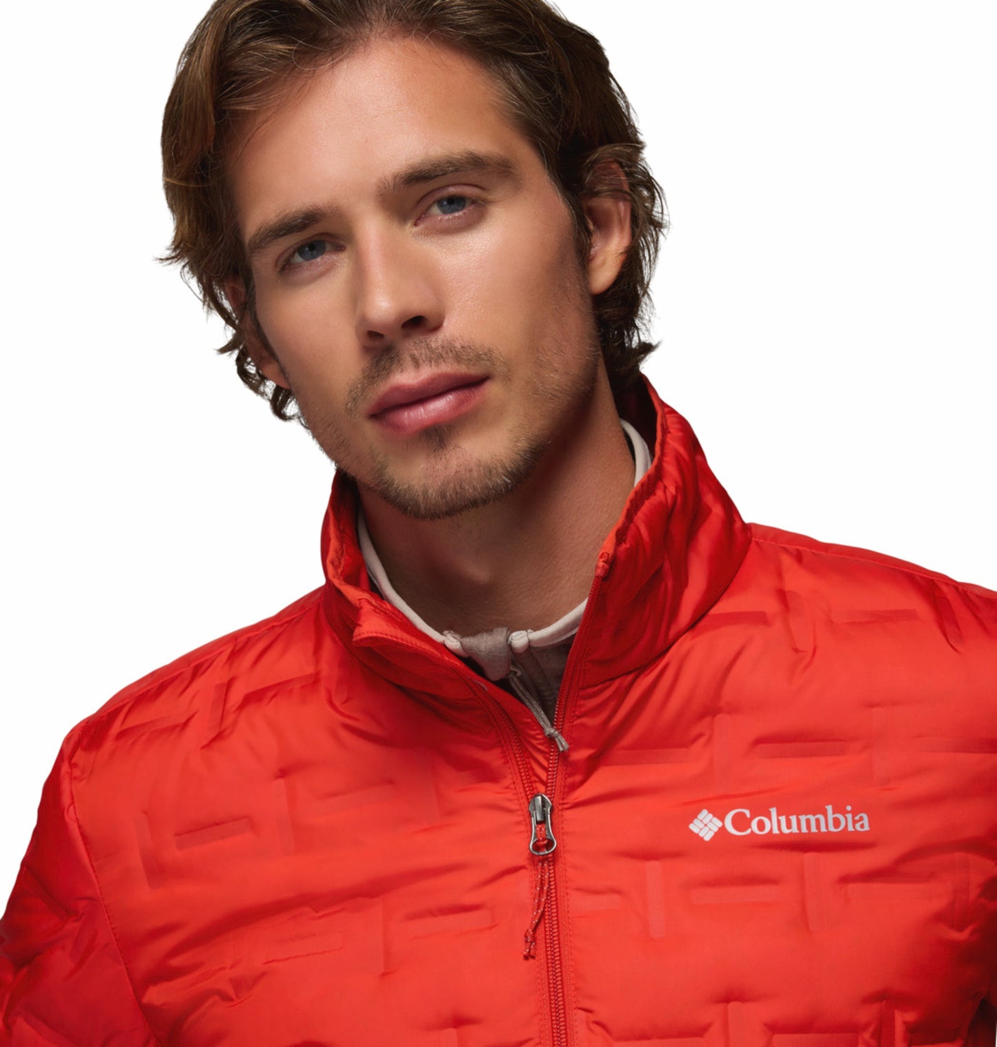 Columbia Men's Orange Heat Seal Delta Ridge II Wind-Resistant Down Jacket