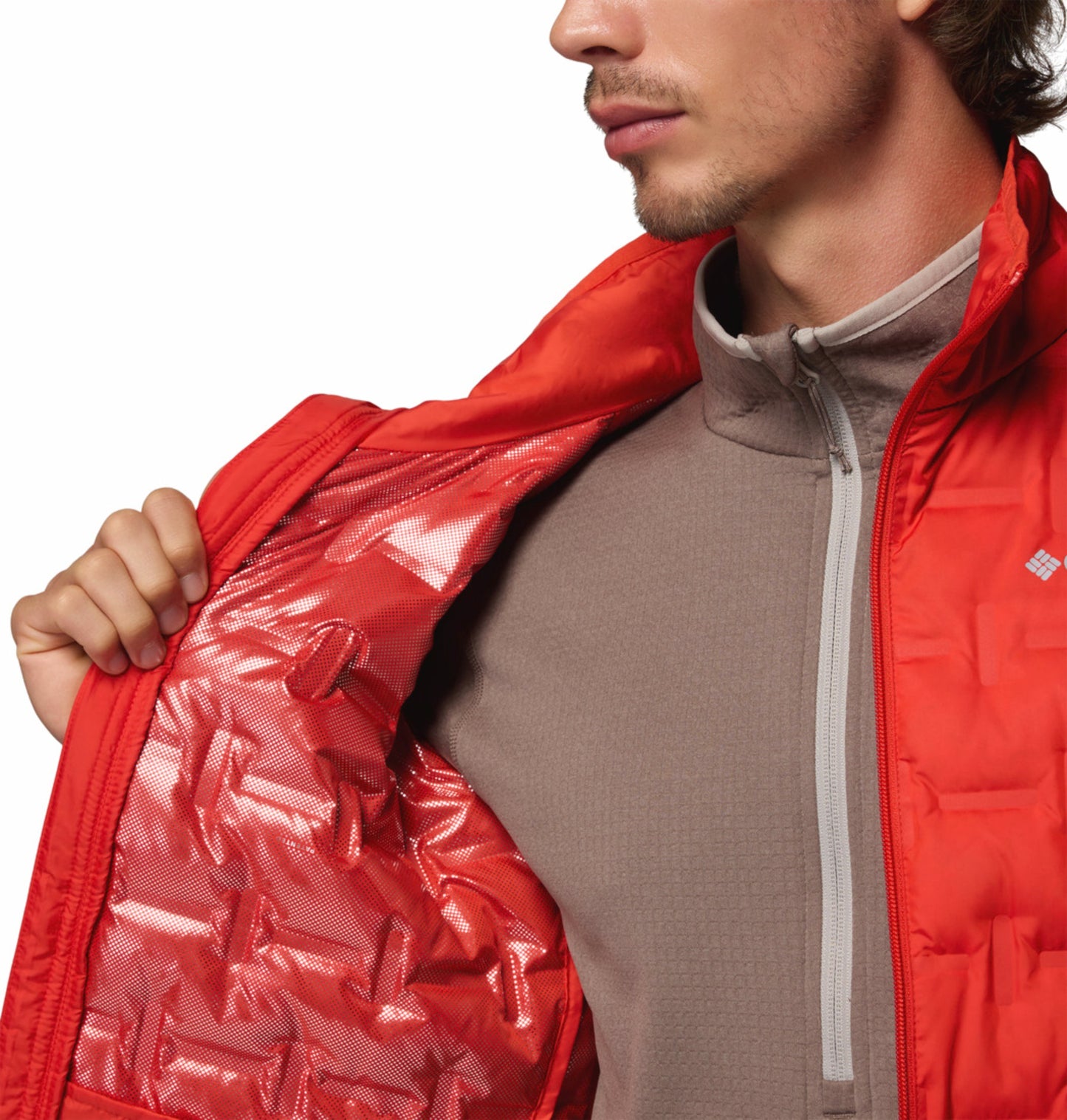 Columbia Men's Orange Heat Seal Delta Ridge II Wind-Resistant Down Jacket