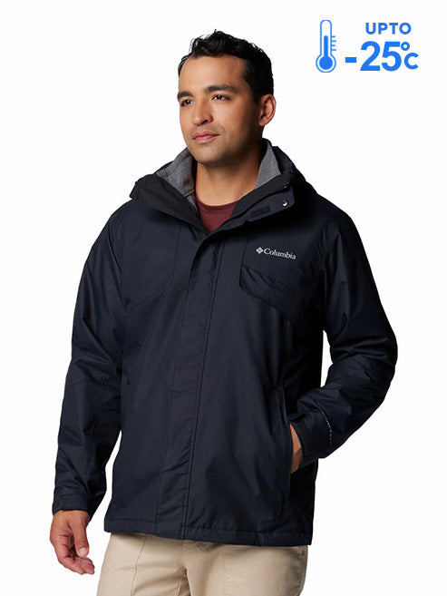 Columbia Men Black Omni-Heat Reflective Bugaboo III Fleece Hooded Interchange Jacket
