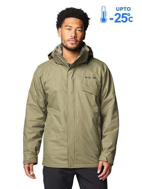 Columbia Men Green Omni-Heat Reflective Bugaboo III Fleece Hooded Interchange Jacket