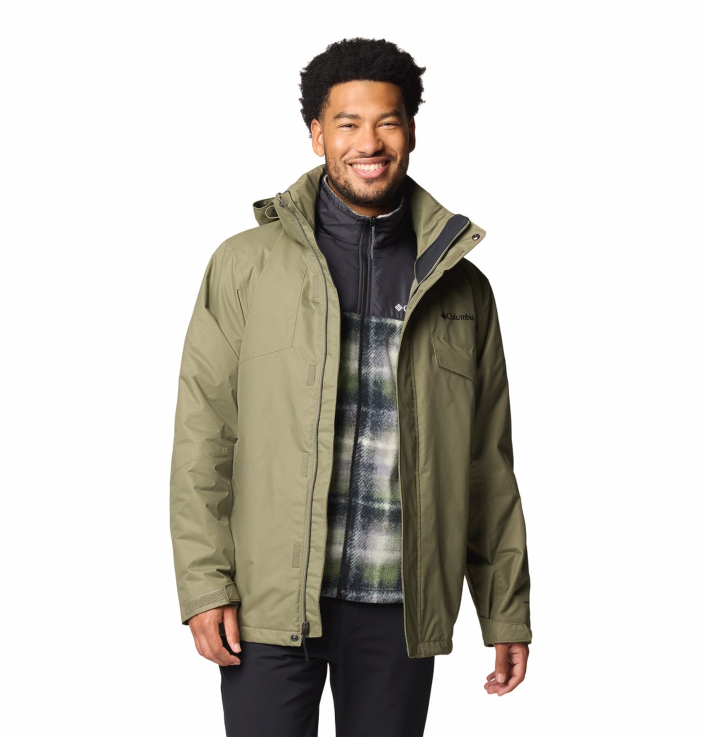 Columbia Men Green Omni-Heat Reflective Bugaboo III Fleece Hooded Interchange Jacket