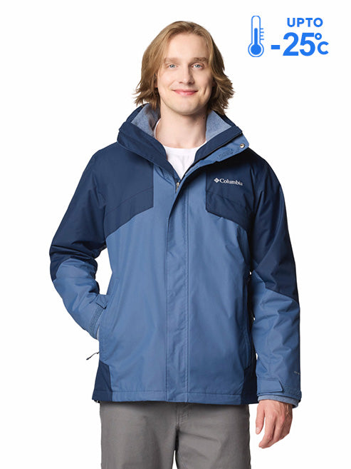 Columbia Men Navy Blue Omni-Heat Reflective Bugaboo III Fleece Hooded Interchange Jacket