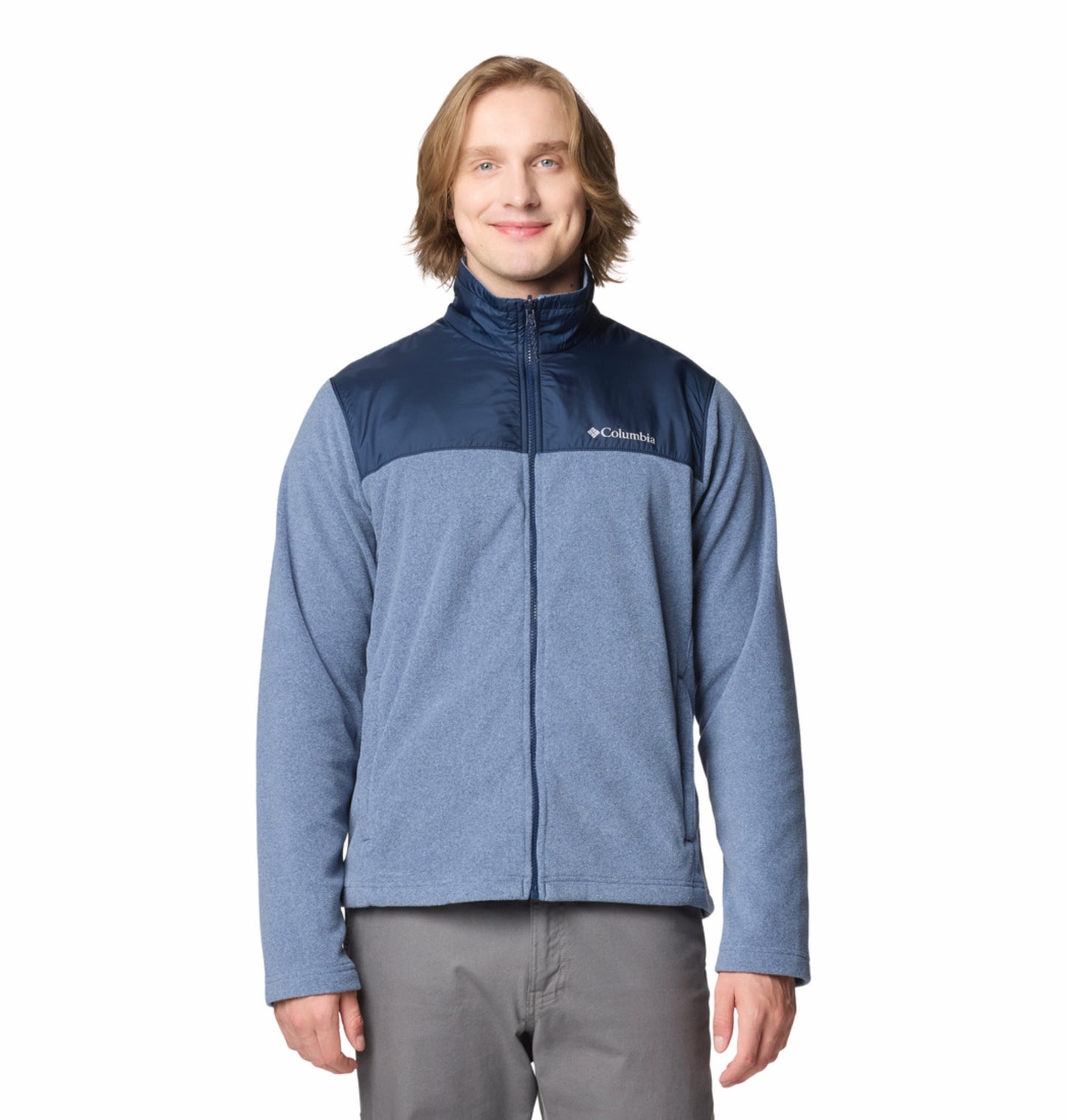 Columbia Men Navy Blue Omni-Heat Reflective Bugaboo III Fleece Hooded Interchange Jacket