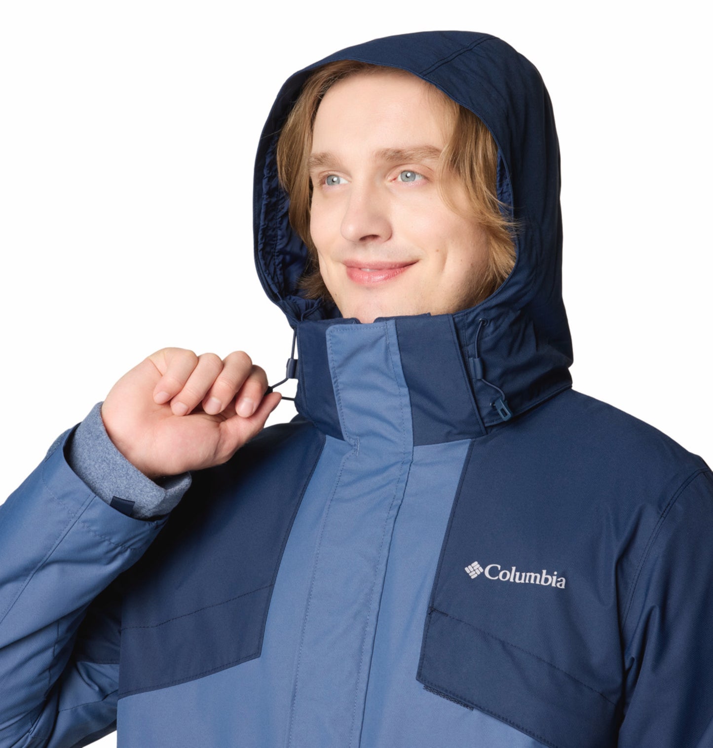 Columbia Men Navy Blue Omni-Heat Reflective Bugaboo III Fleece Hooded Interchange Jacket