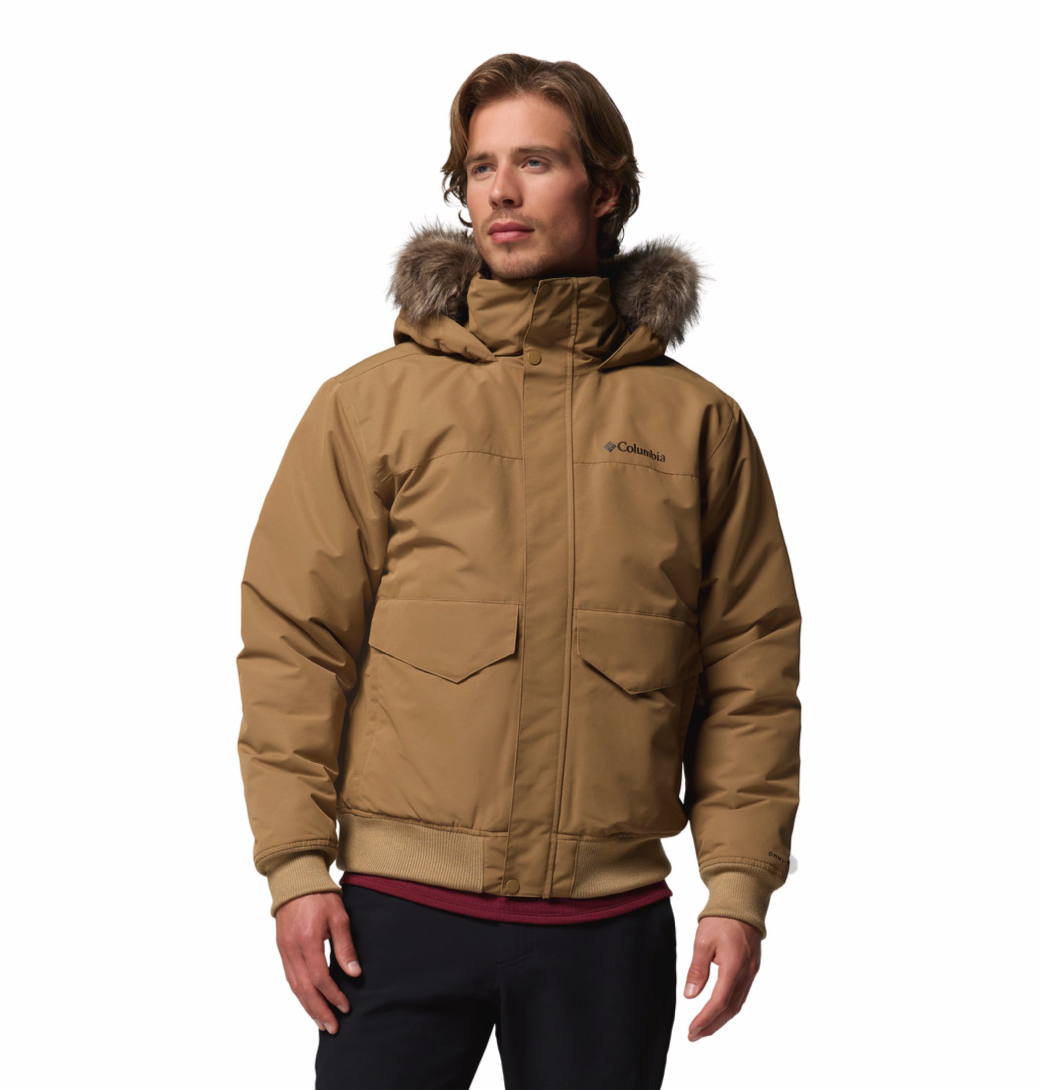 Columbia Men Brown Omni-Heat Inifnity Cape Ridge Hooded Bomber