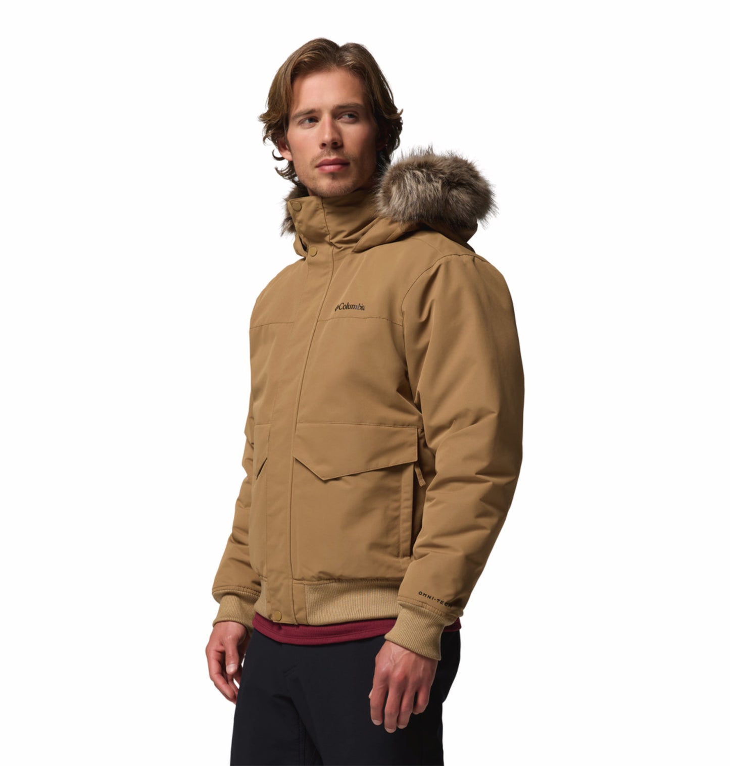 Columbia Men Brown Omni-Heat Inifnity Cape Ridge Hooded Bomber Jacket