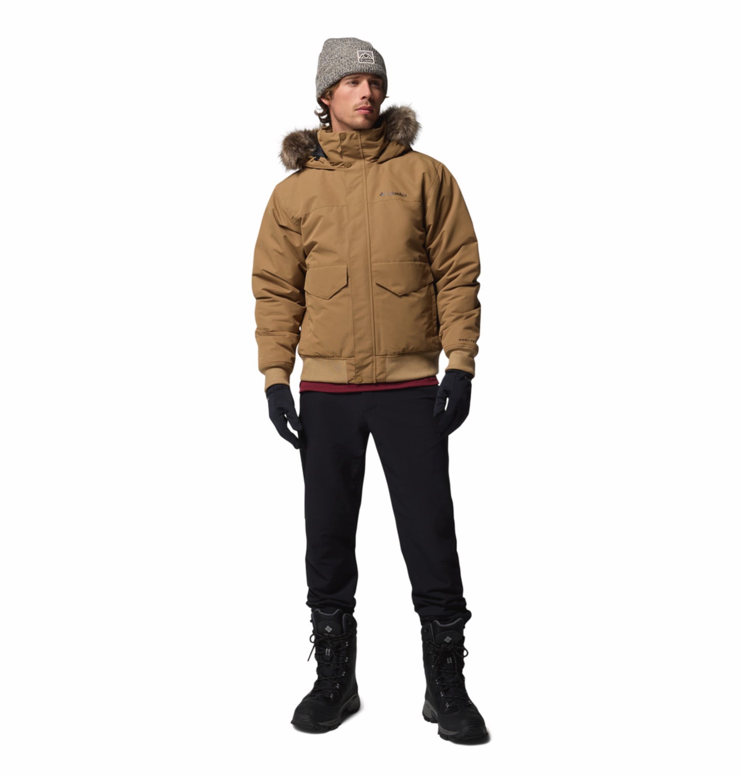 Columbia Men Brown Omni-Heat Inifnity Cape Ridge Hooded Bomber Jacket
