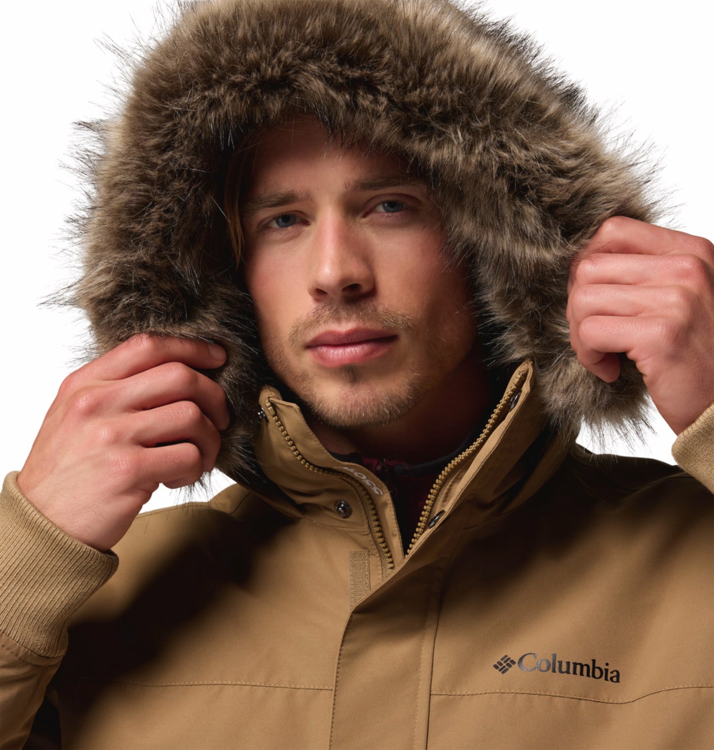 Columbia Men Brown Omni-Heat Inifnity Cape Ridge Hooded Bomber Jacket