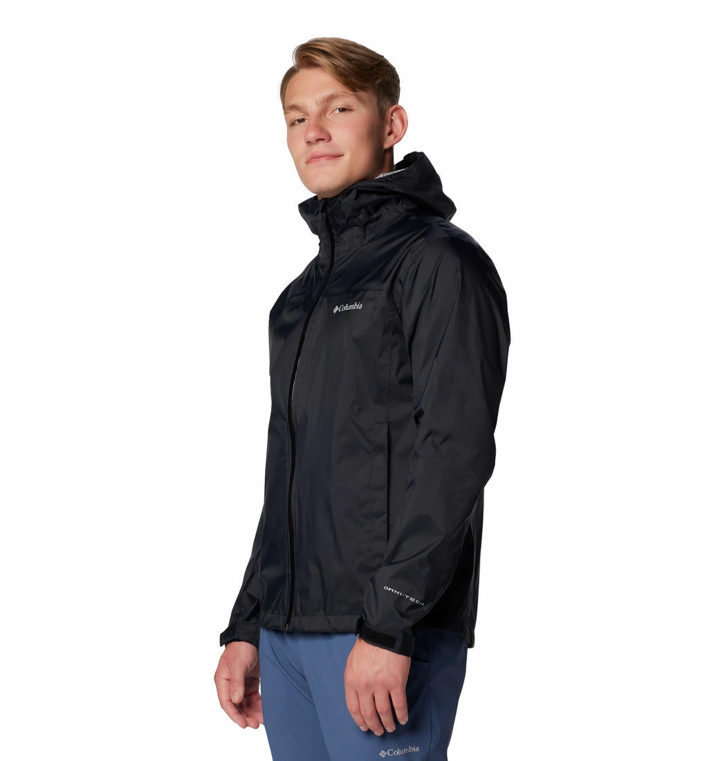 A Men Wearing Columbia Men Black EvaPOURation II Jacket Waterproof