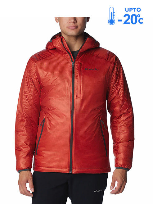 Columbia Men Orange Omni-Heat Inifnity Arch Rock Double Wall Elite Hooded Down Jacket