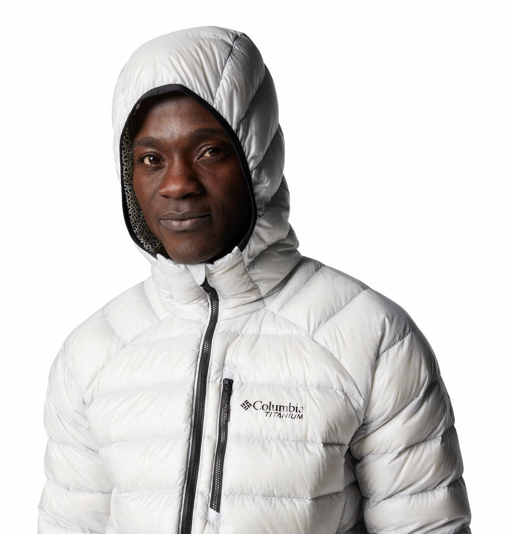 Columbia Men Grey Arctic Crest Down Hooded Jacket