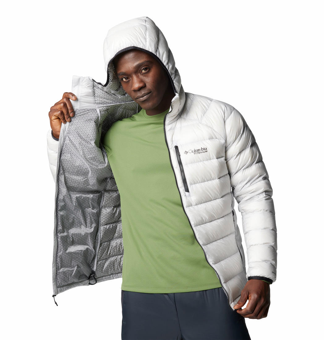 Columbia Men Grey Arctic Crest Down Hooded Jacket