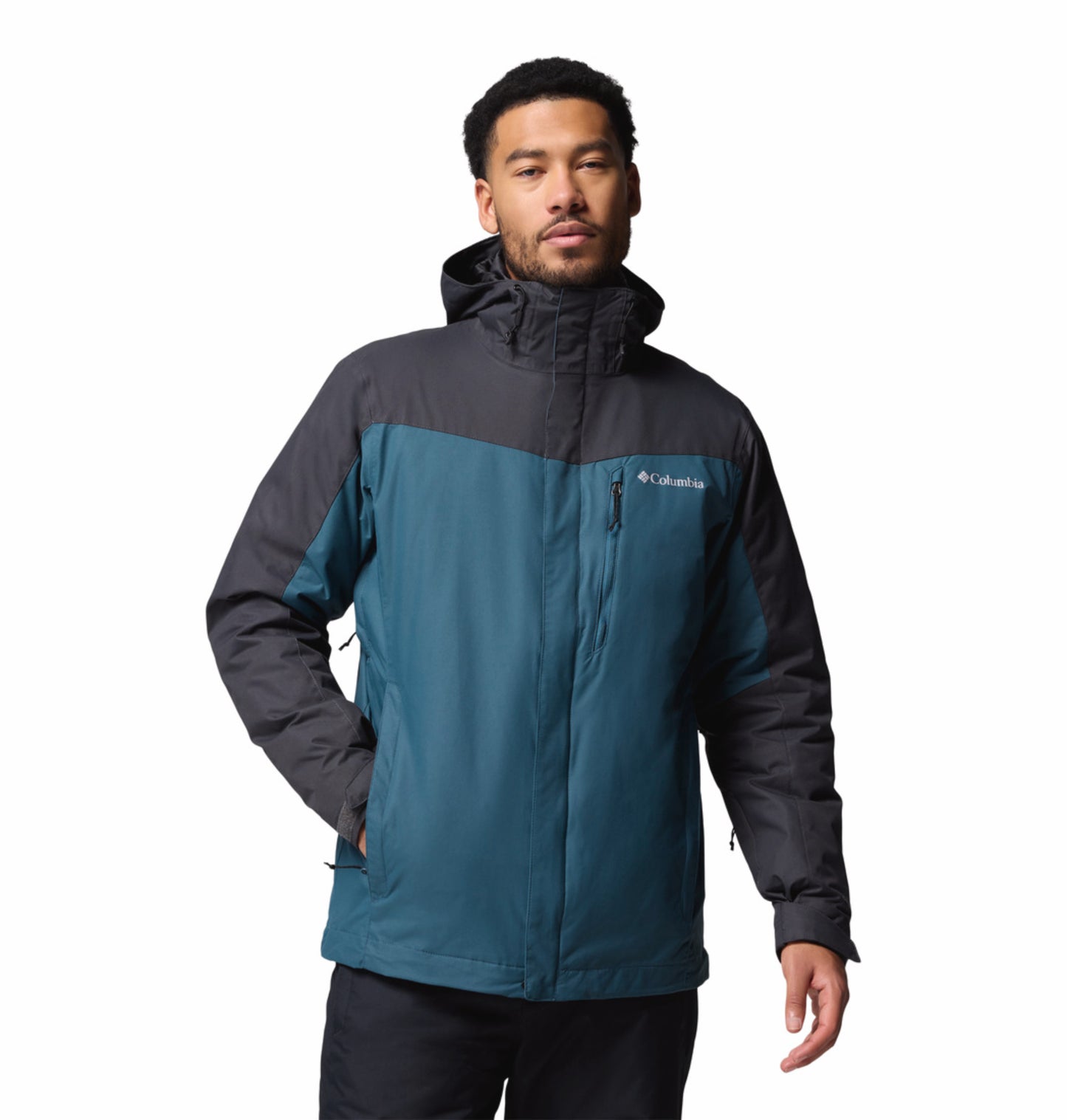 Columbia Men Blue Omni-Heat Reflective Whirlibird V Hooded Interchange Jacket