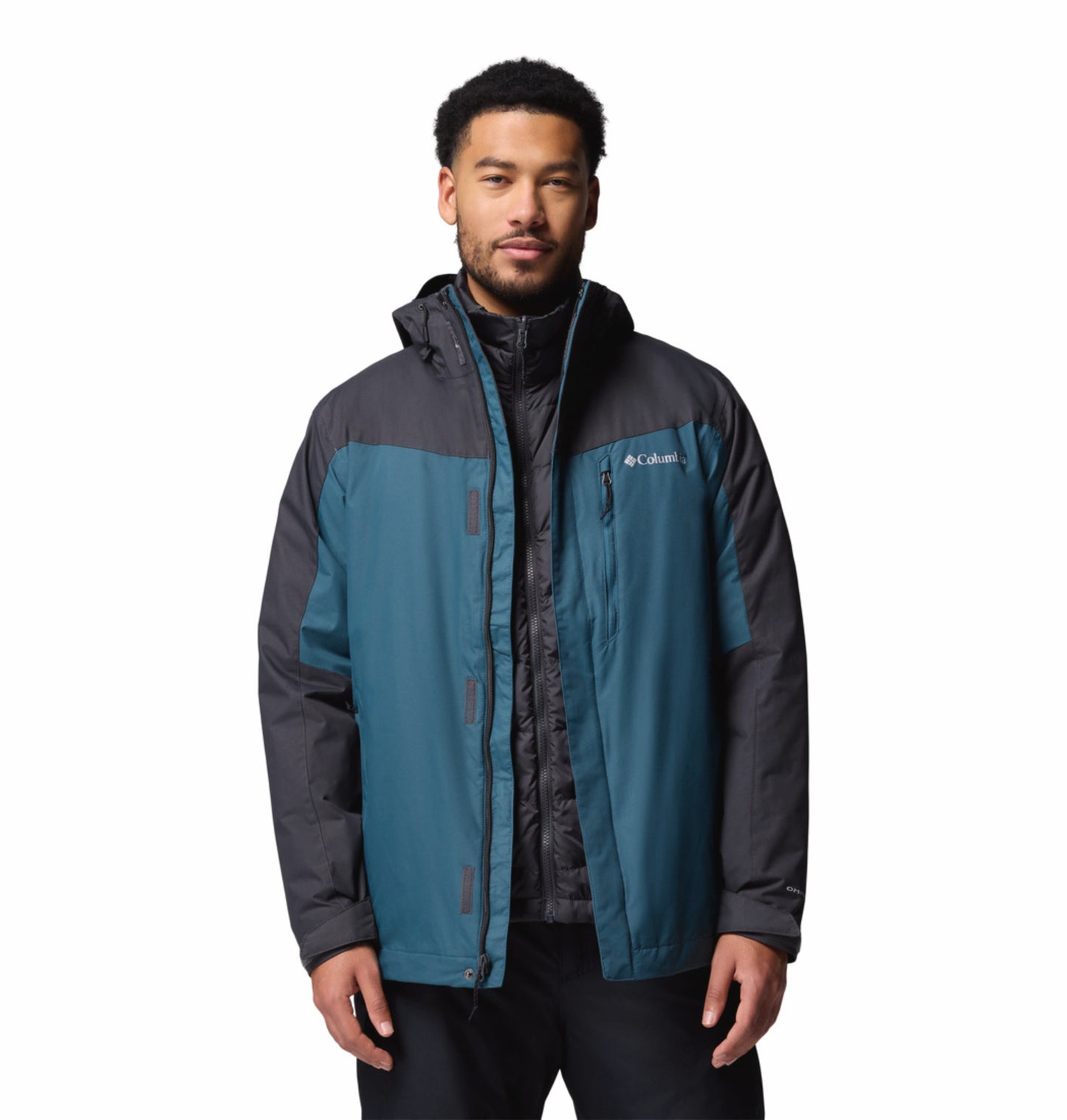 Columbia Men Blue Omni-Heat Reflective Whirlibird V Hooded Interchange Jacket