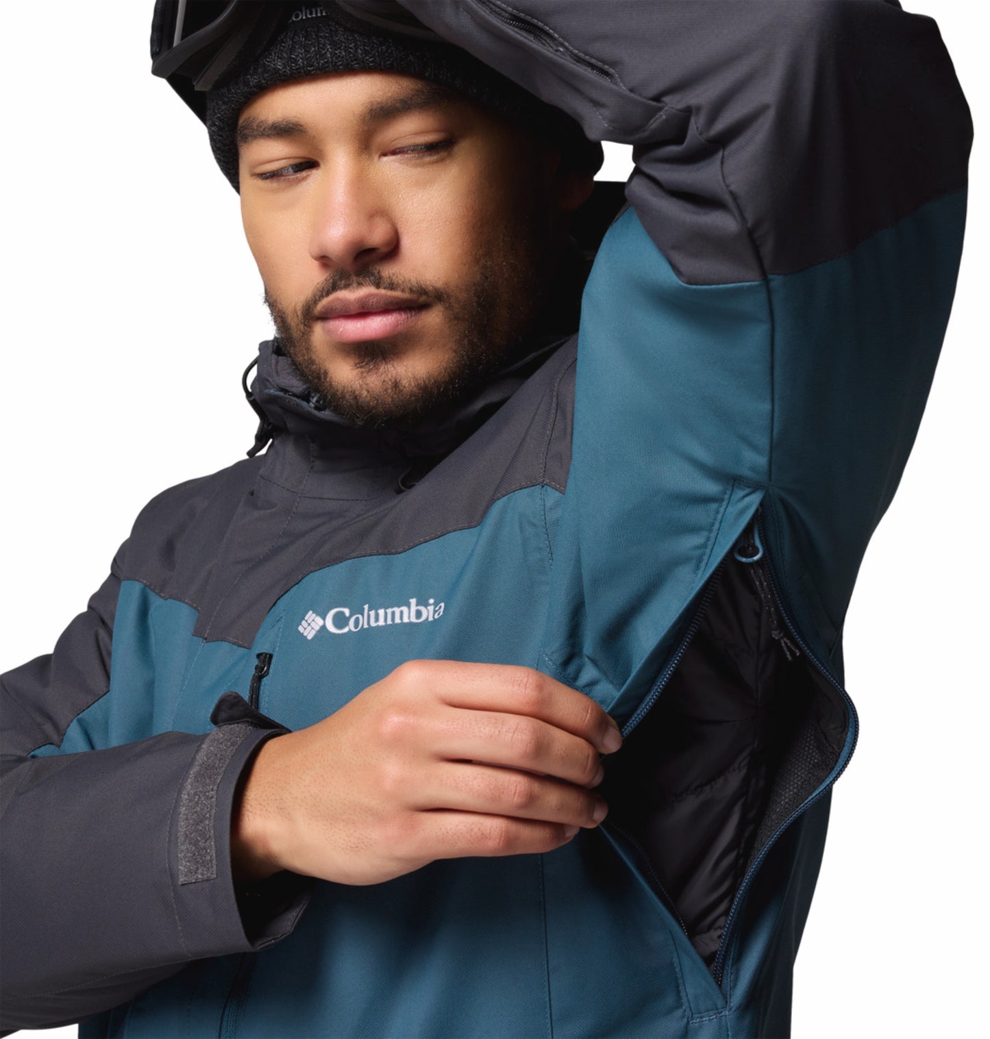 Columbia Men Blue Omni-Heat Reflective Whirlibird V Hooded Interchange Jacket