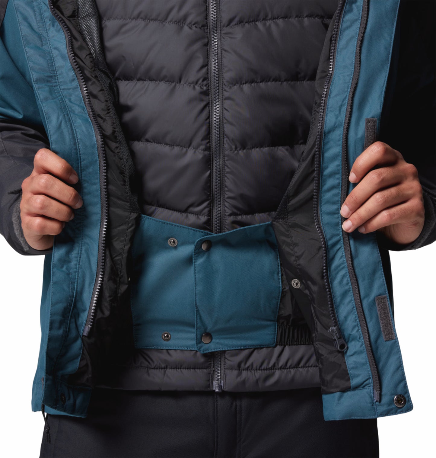 Columbia Men Blue Omni-Heat Reflective Whirlibird V Hooded Interchange Jacket