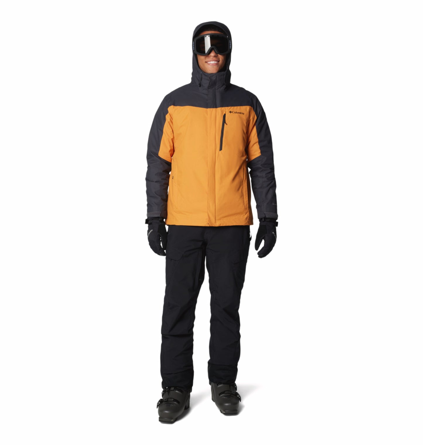 A Men Wearing Columbia Men Orange Whirlibird V Interchange Jacket