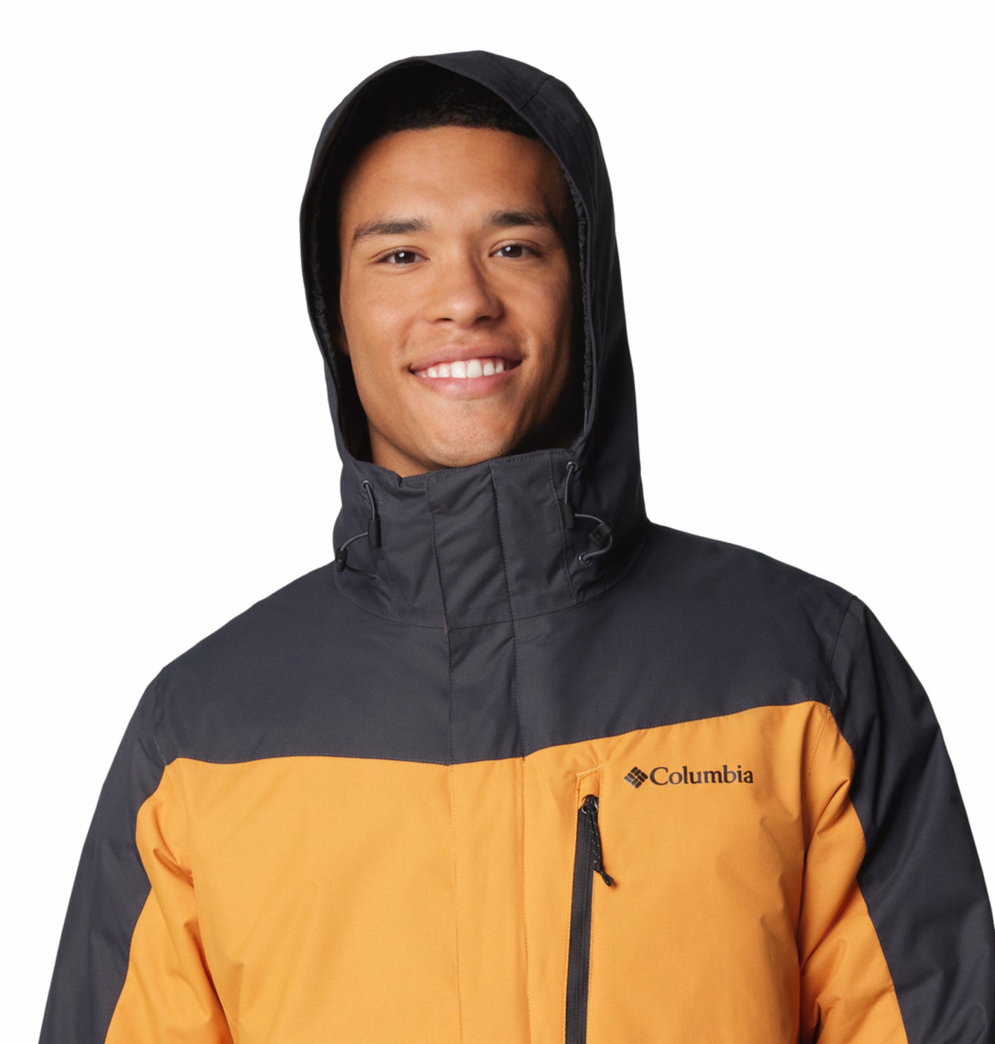 A Men Wearing Columbia Men Orange Whirlibird V Interchange Jacket