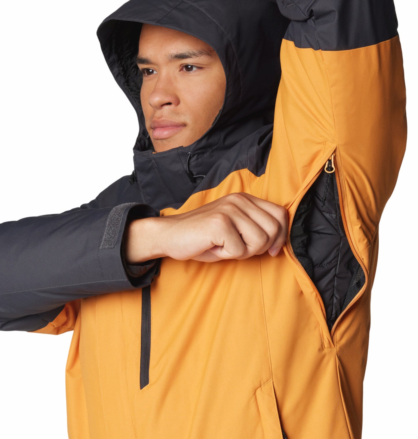 A Men Wearing Columbia Men Orange Whirlibird V Interchange Jacket