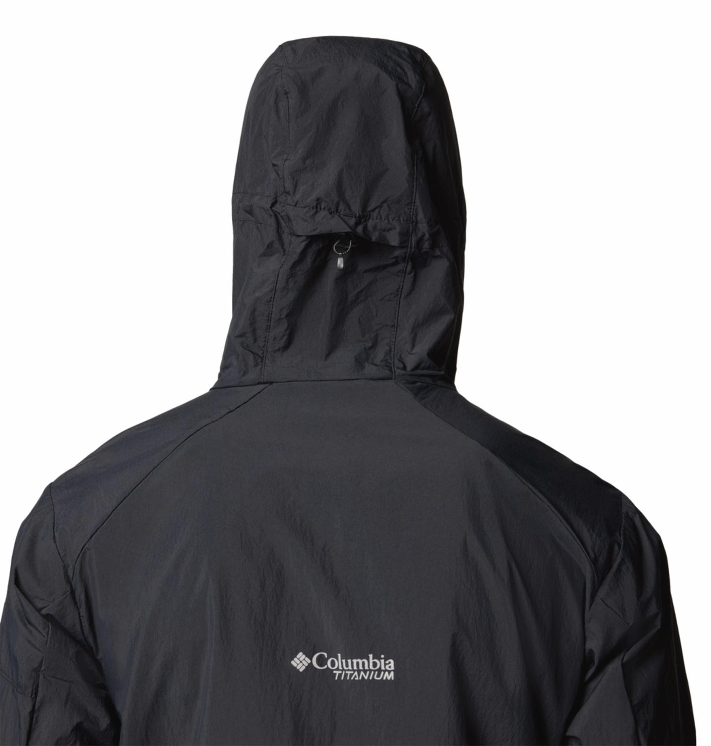 A Men Wearing Columbia Men Black Loop Trail II Windbreaker (Sun Protection)