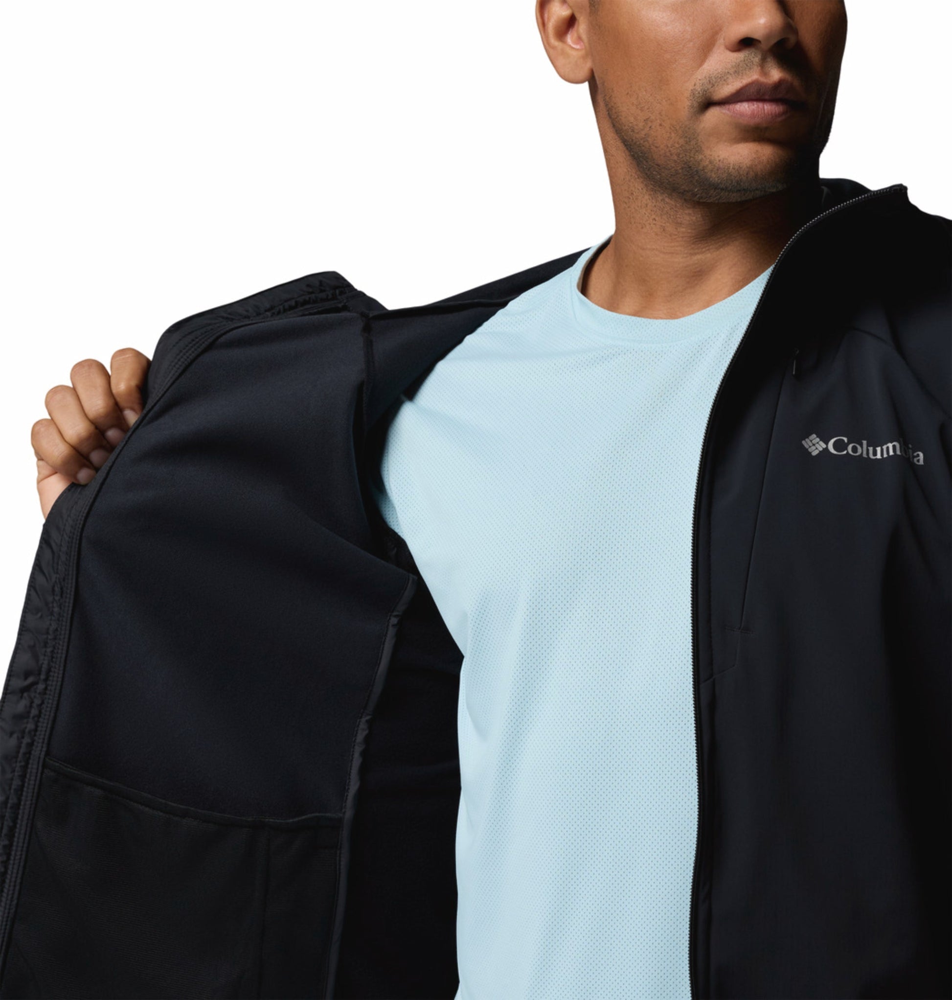 men black omni shield trailborne soft shell jacket