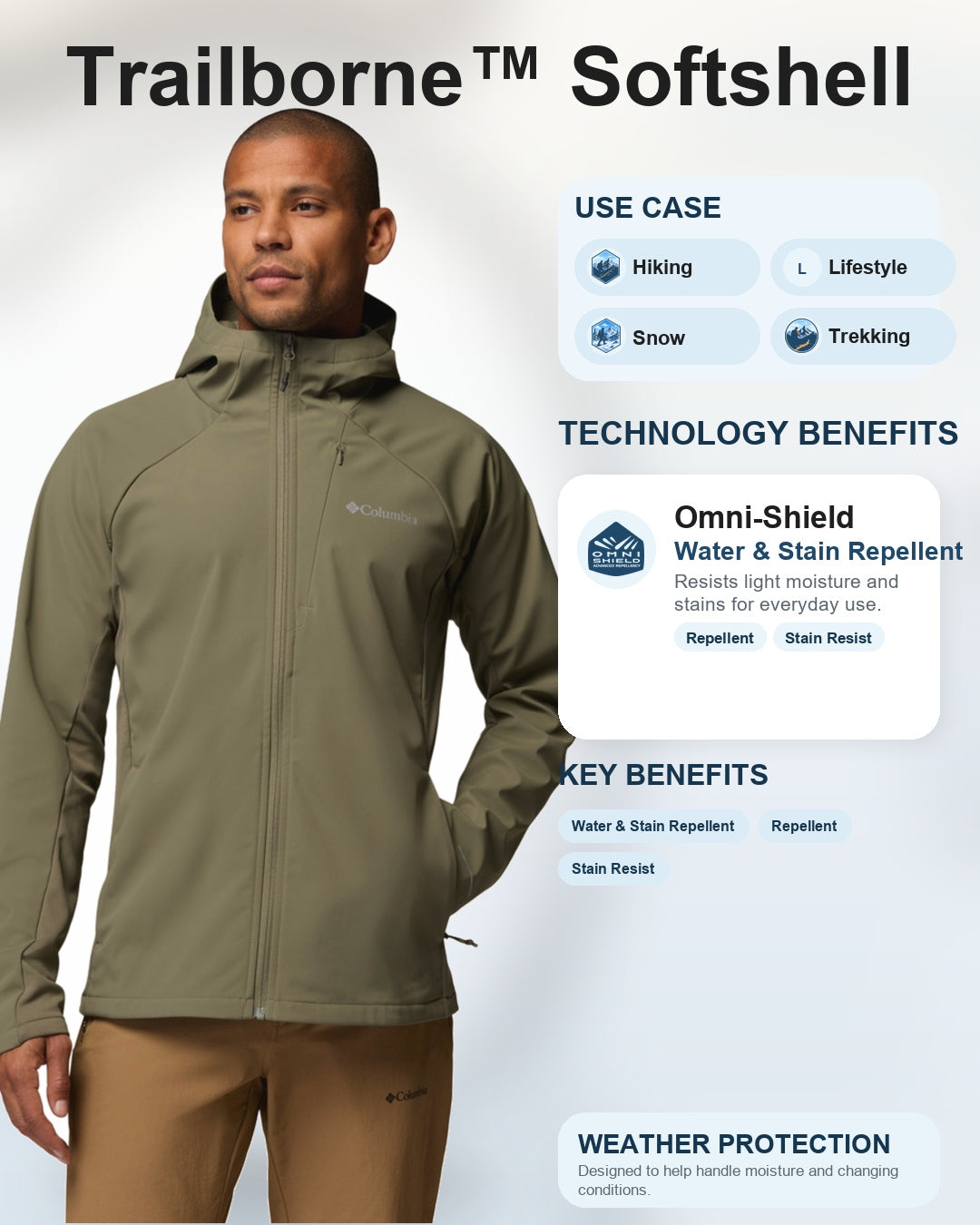 men green omni shield trailborne soft shell jacket