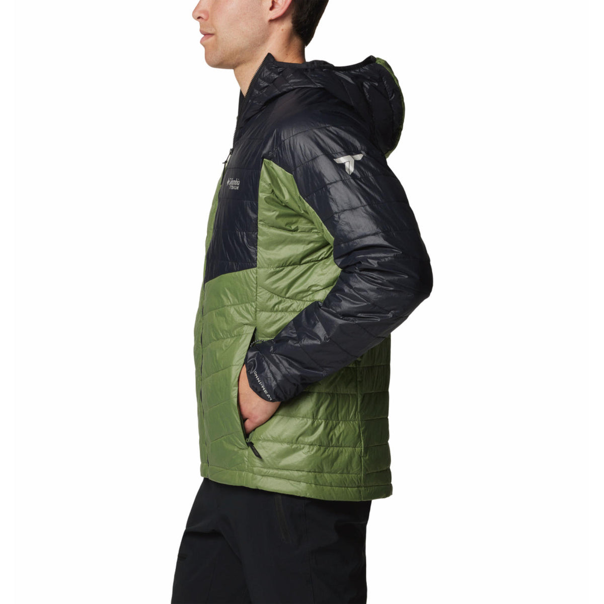 Columbia Men Green Omni-Heat Inifnity Platinum Peak II Hooded Down Jacket