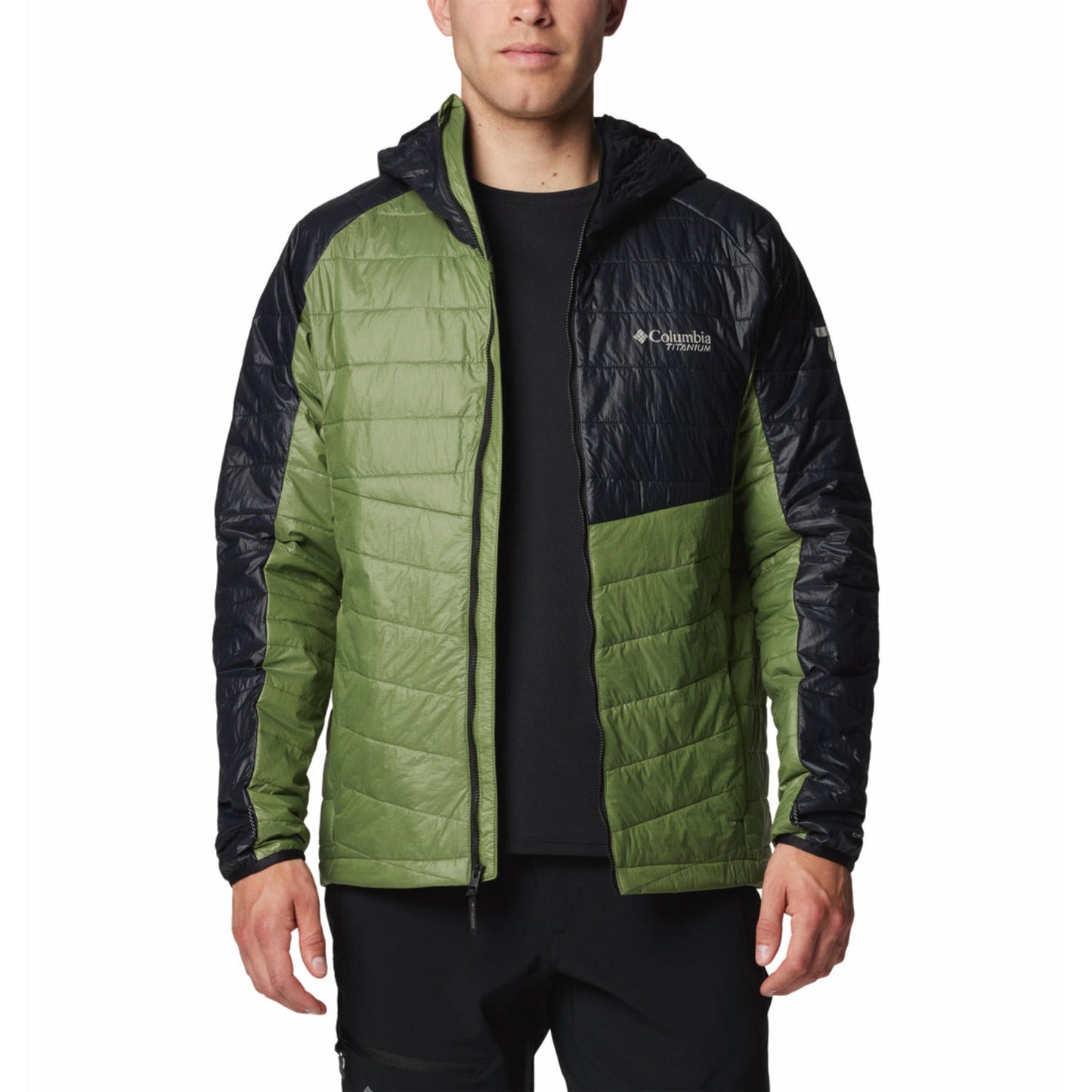 Columbia Men Green Omni-Heat Inifnity Platinum Peak II Hooded Down Jacket