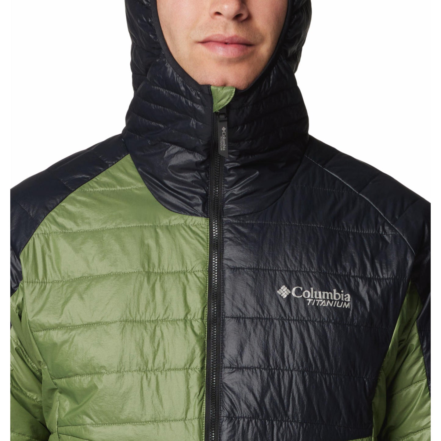 Columbia Men Green Omni-Heat Inifnity Platinum Peak II Hooded Down Jacket