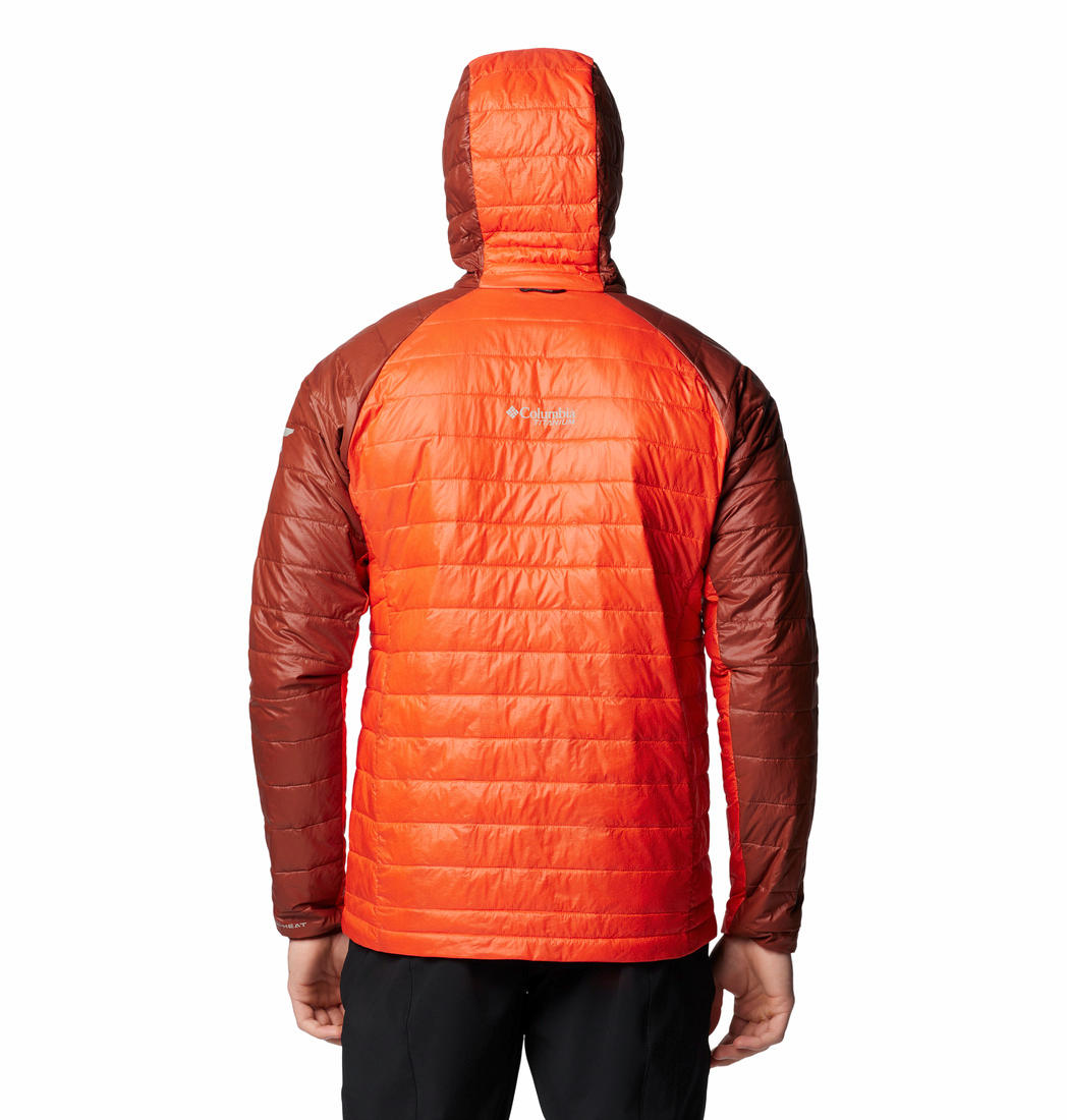 A Men Wearing Columbia Men Orange Platinum Peak II Hooded Jacket