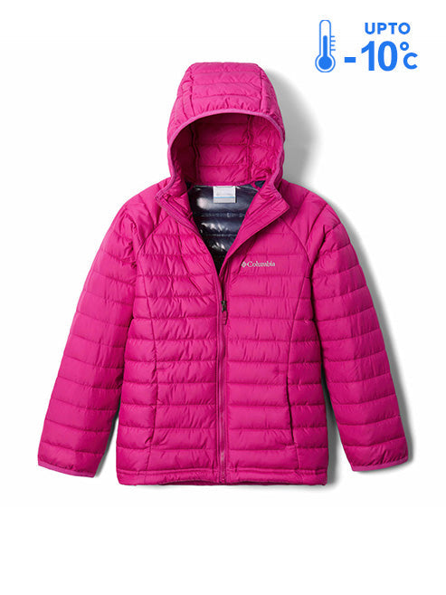 Columbia Kids Girls Pink Omni-Heat Reflective Powder Lite Hooded Down Jacket