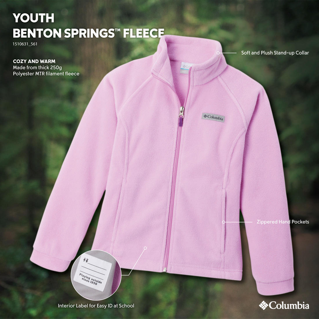 Columbia Kids Girls Purple Benton Springs Fleece