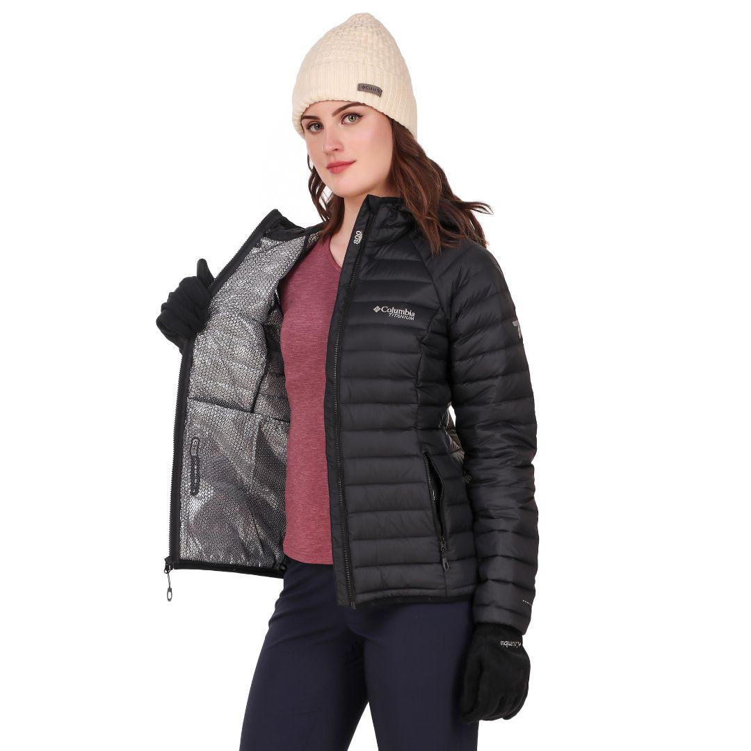 Columbia Women Black Alpha Trail Down Hooded Jacket