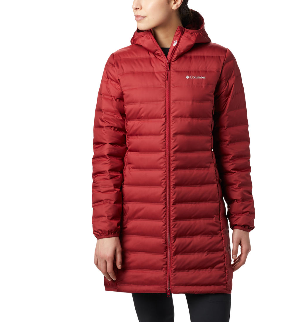 Columbia Women Red Lake 22 Down Long Hooded Jacket