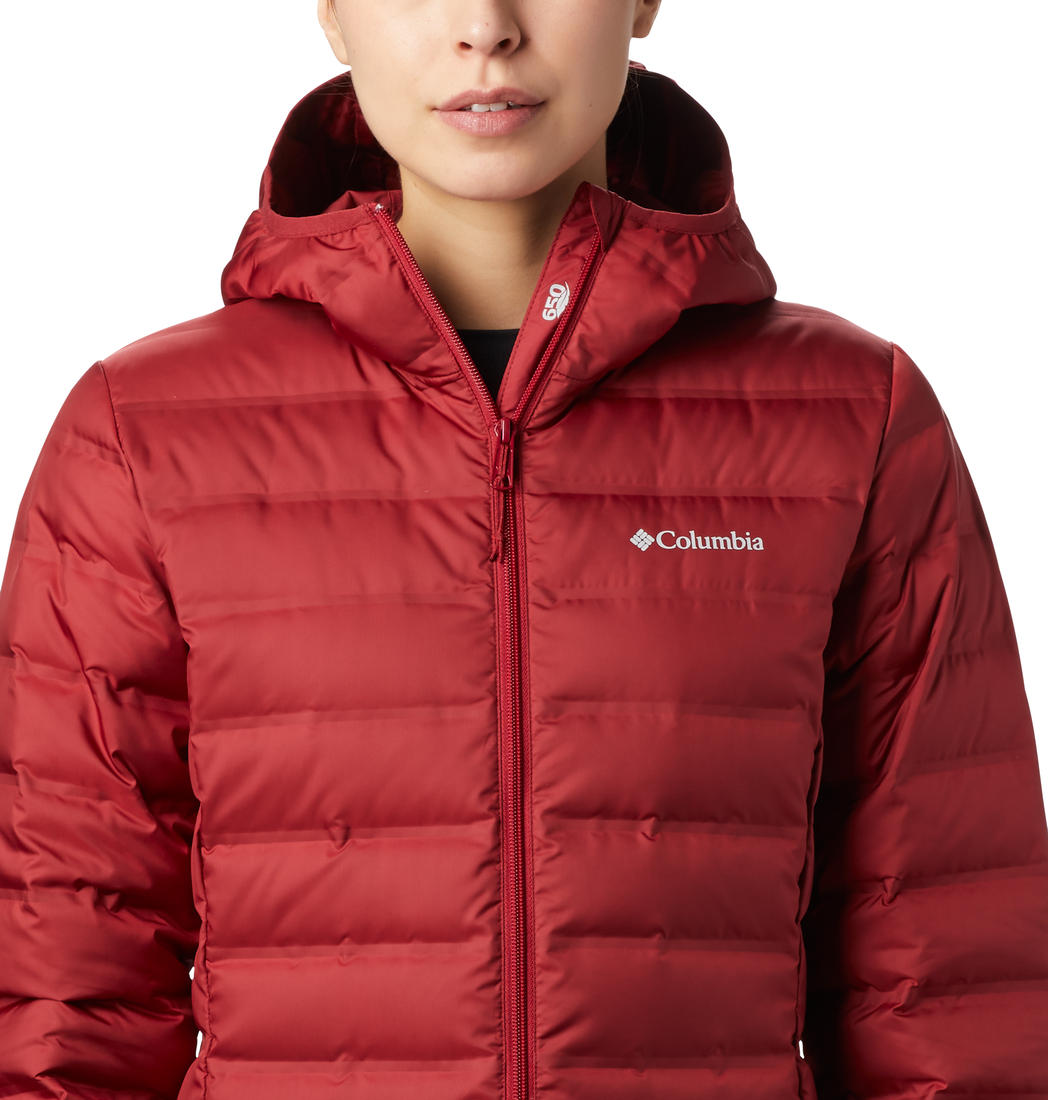 Columbia Women Red Lake 22 Down Long Hooded Jacket